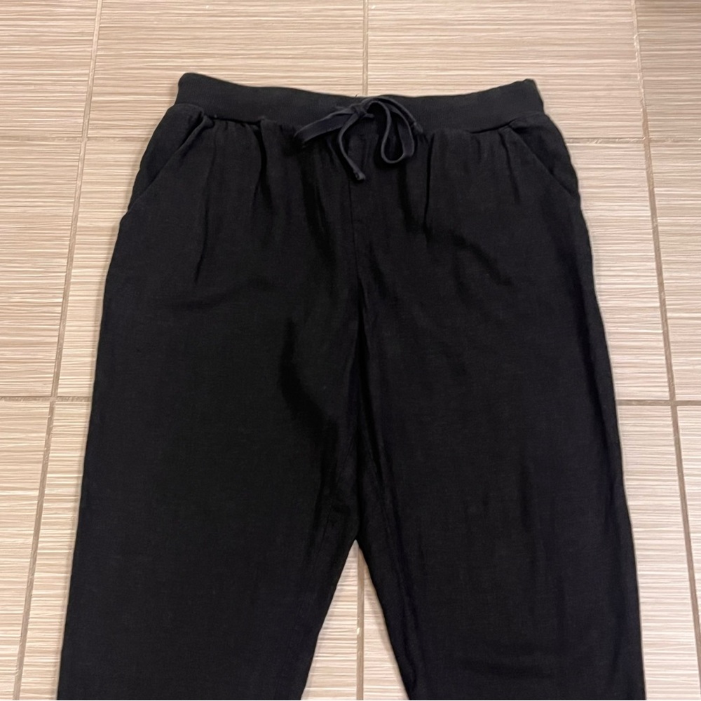 Lucky Brand black linen cotton straight leg cropped pants - Picture 7 of 9